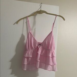 White fox pink baby doll top- never worn